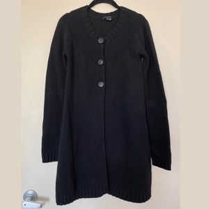 Theory Black Wool Cashmere Blend Knee Length Long Cardigan Sweater Sz P/TP (XS)
